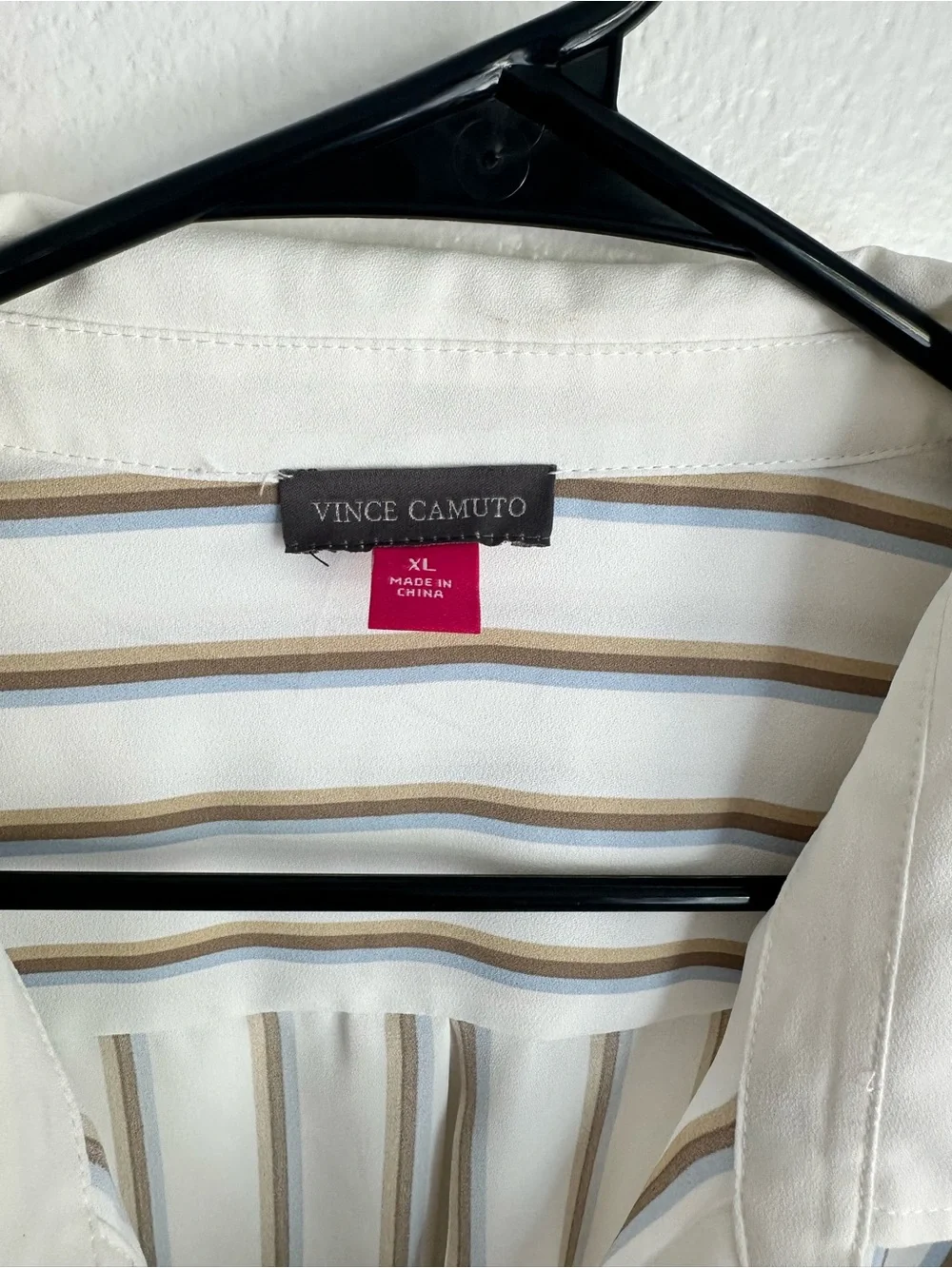 Striped Tie-Front Blouse in Ivory and Taupe - Picture 3 of 5